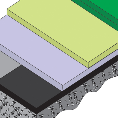 Synthetic grass rubber/acrylic surface layers